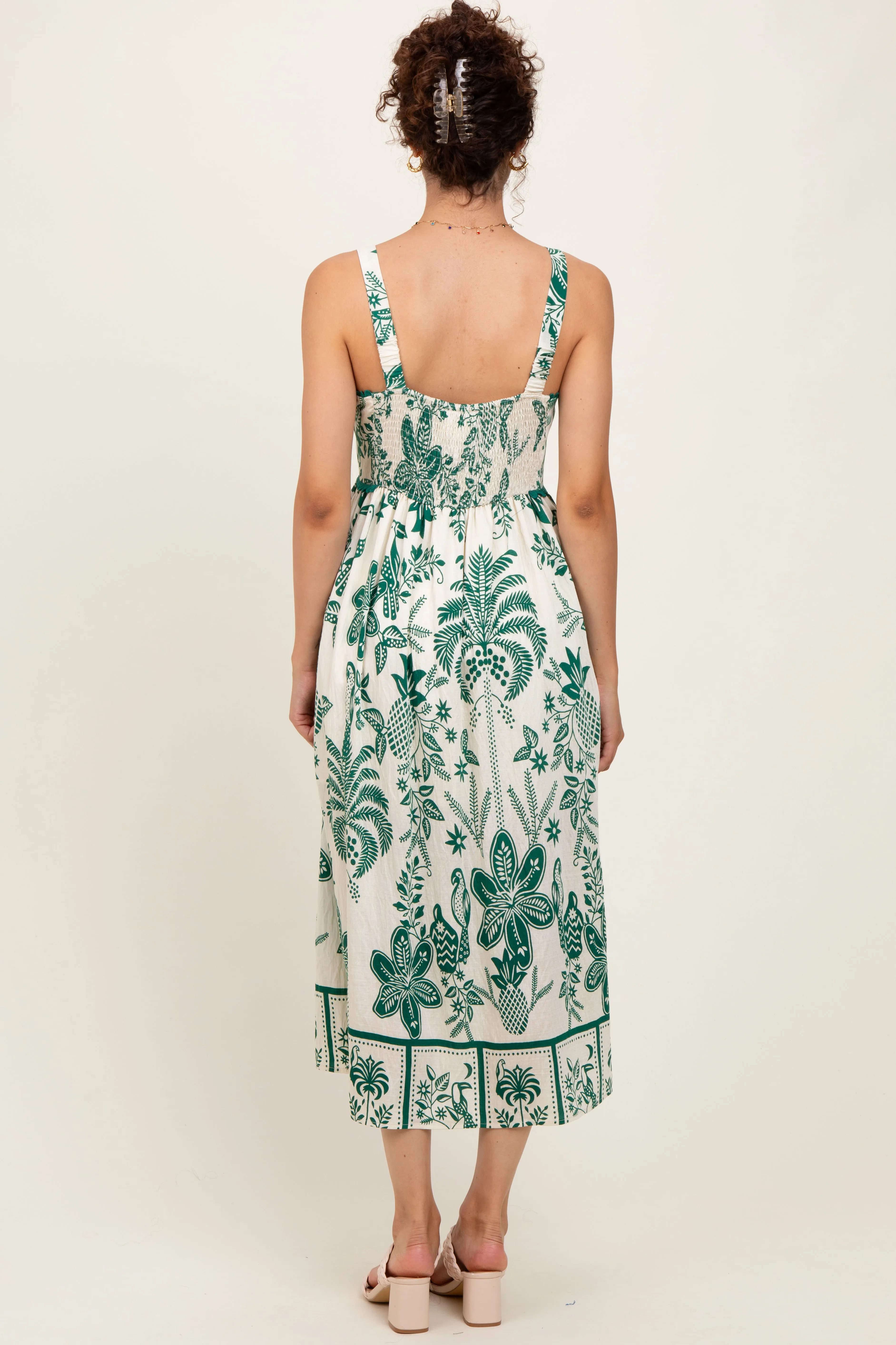 Green Floral Scallop Trim Midi Dress sold by Pinkblush product image thumbnail 4