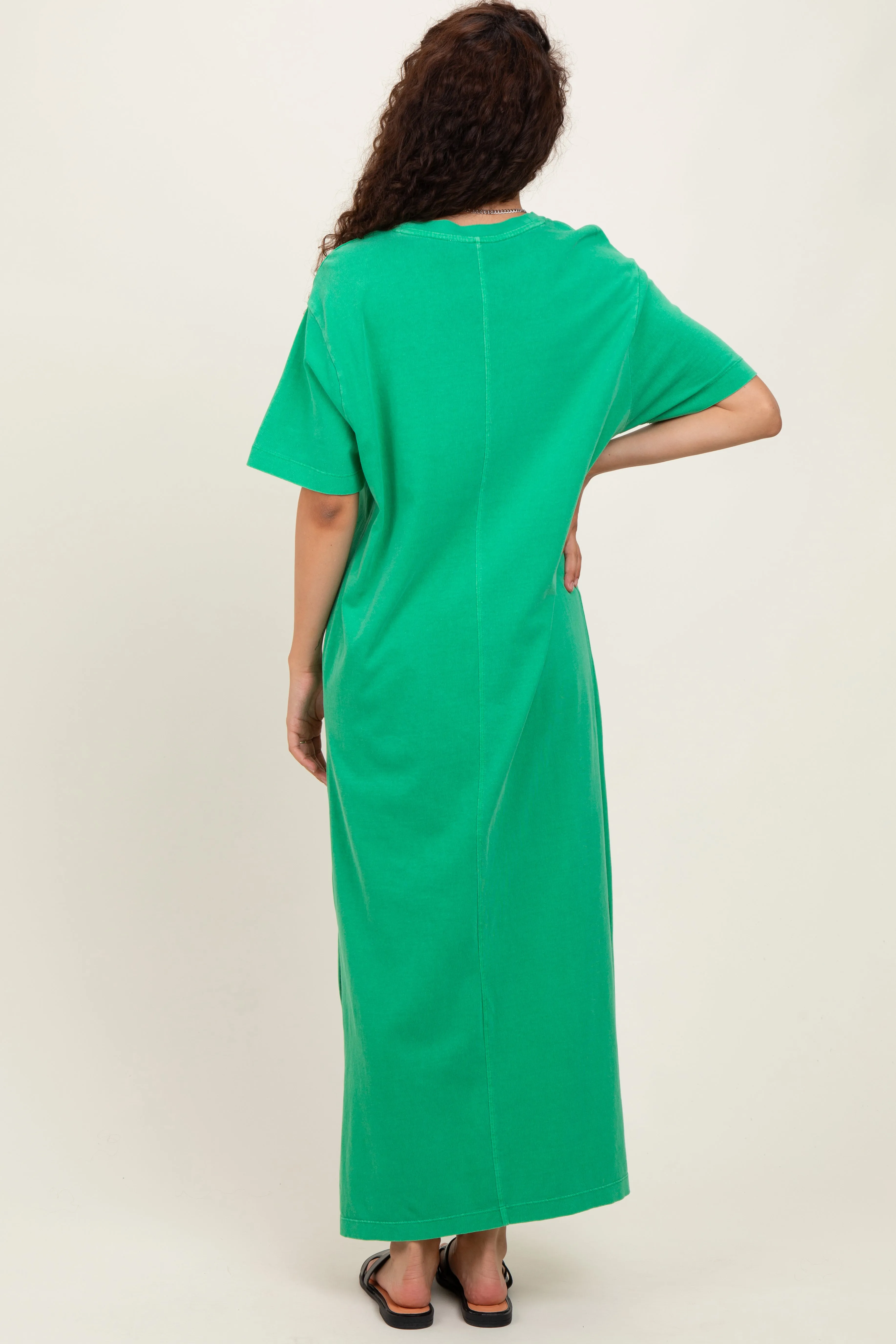 Green Short Sleeve Knit T-Shirt Maxi Dress sold by Pinkblush product image thumbnail 3