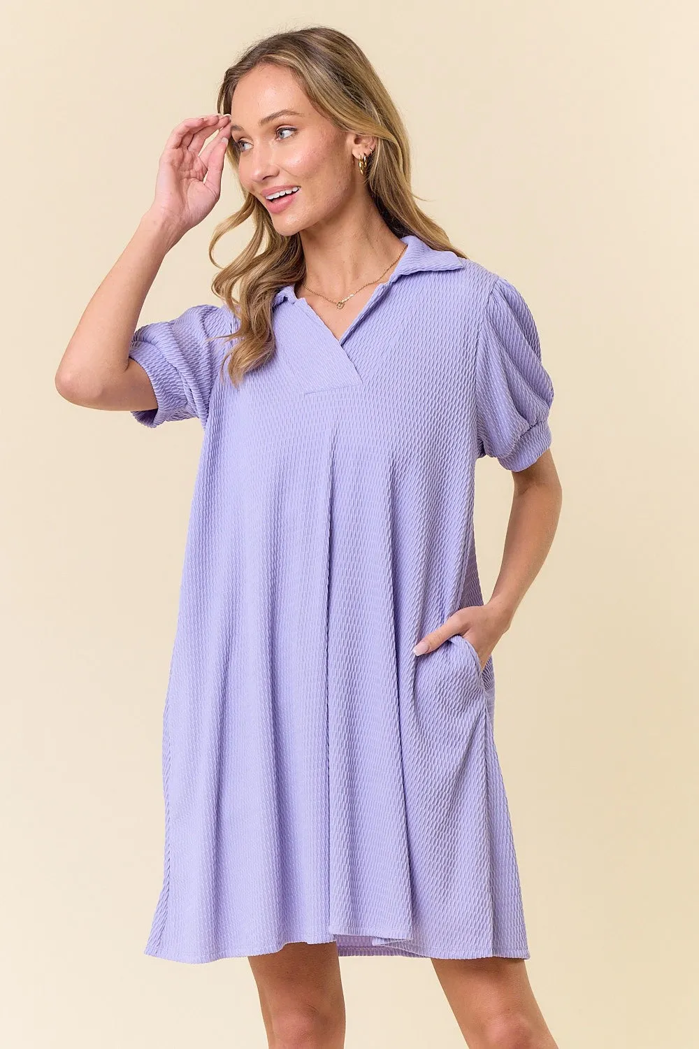 Lavender Textured Maternity Polo Dress sold by Pinkblush product image thumbnail 3