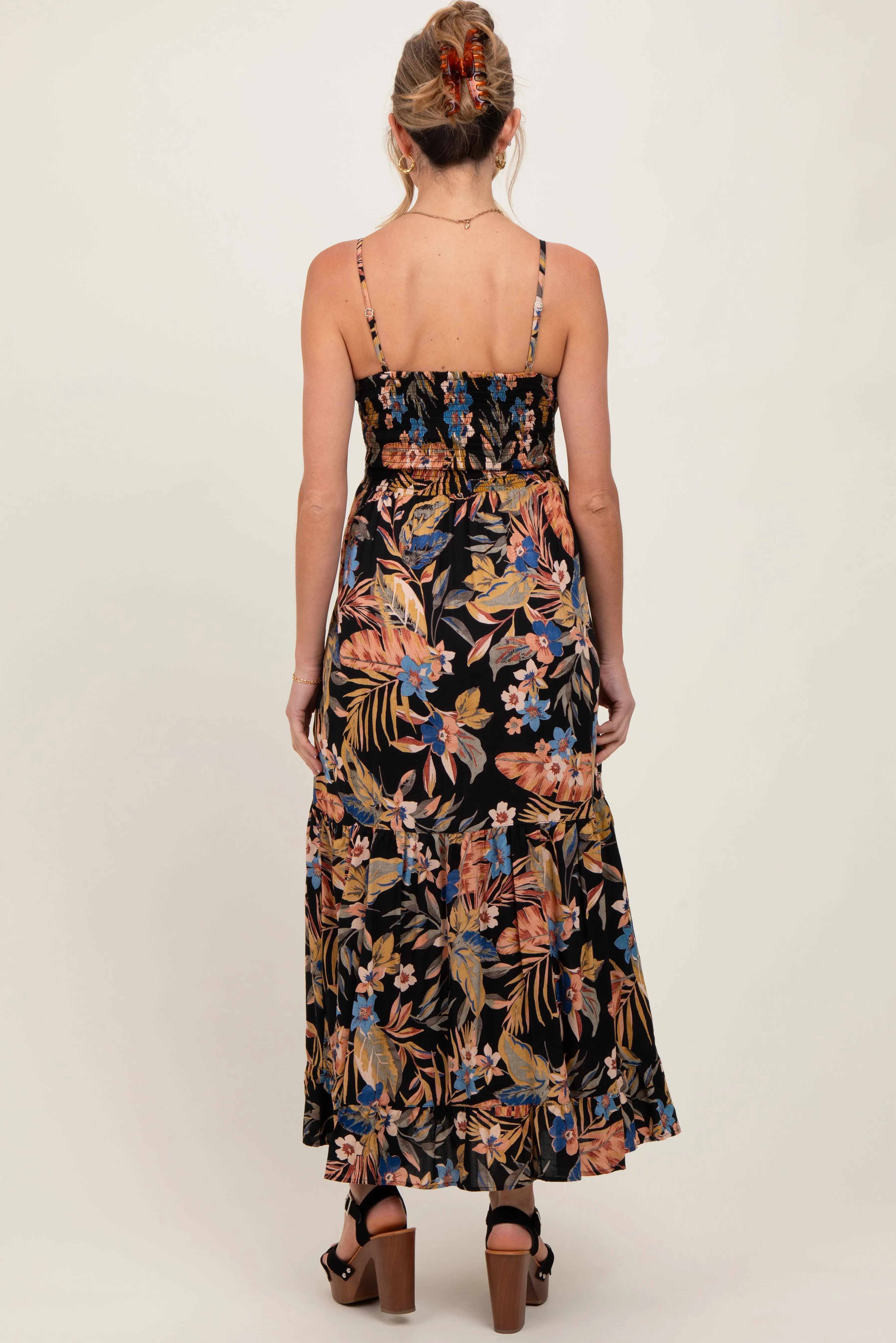 Black Tropical Print Twist Front Cutout Maternity Maxi Dress sold by Pinkblush product image thumbnail 4