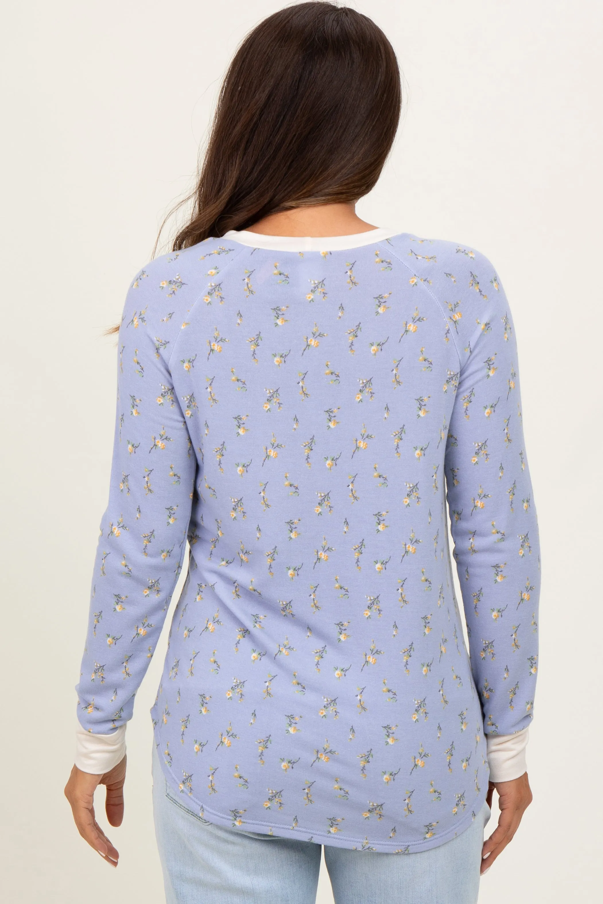 Blue Floral Long Sleeve Maternity Top sold by Pinkblush product image thumbnail 3