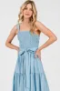 Light Blue Smocked Tiered Midi Dress sold by Pinkblush