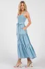 Light Blue Smocked Tiered Midi Dress sold by Pinkblush