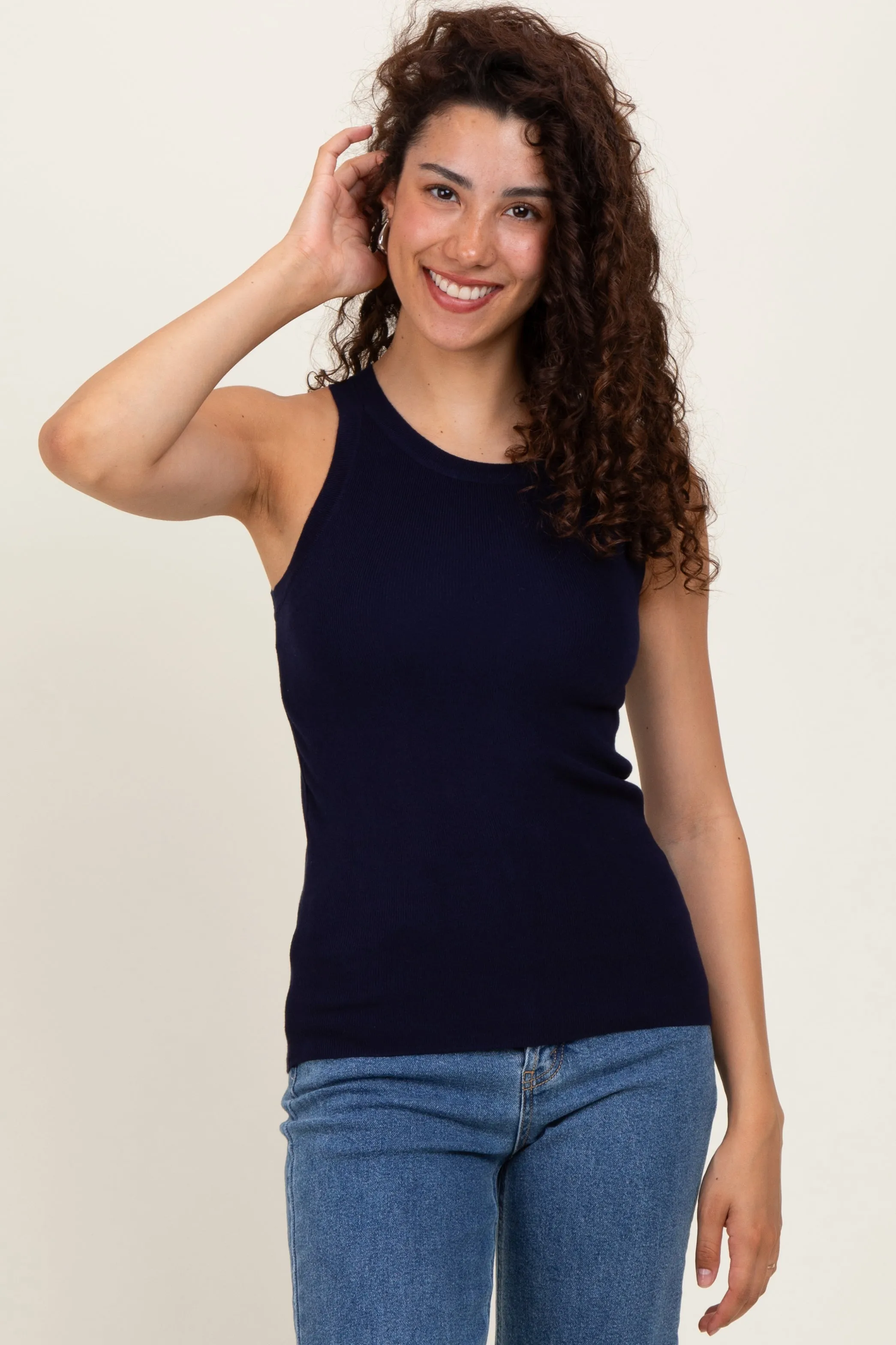 Navy Blue Knit Maternity Tank Top sold by Pinkblush product image thumbnail 5