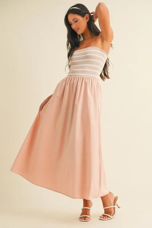 Mauve Striped Tube Knit Maxi Dress sold by Pinkblush