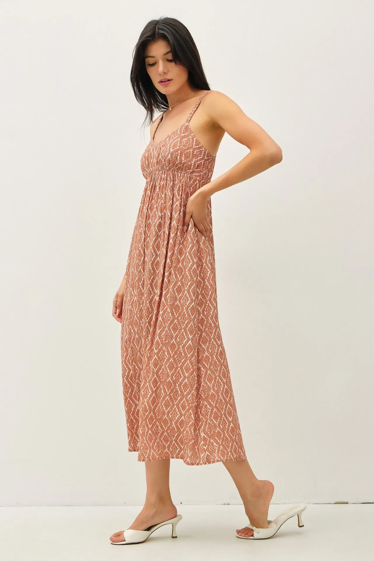 Rust Printed Sleeveless Midi Dress sold by Pinkblush product image thumbnail 2