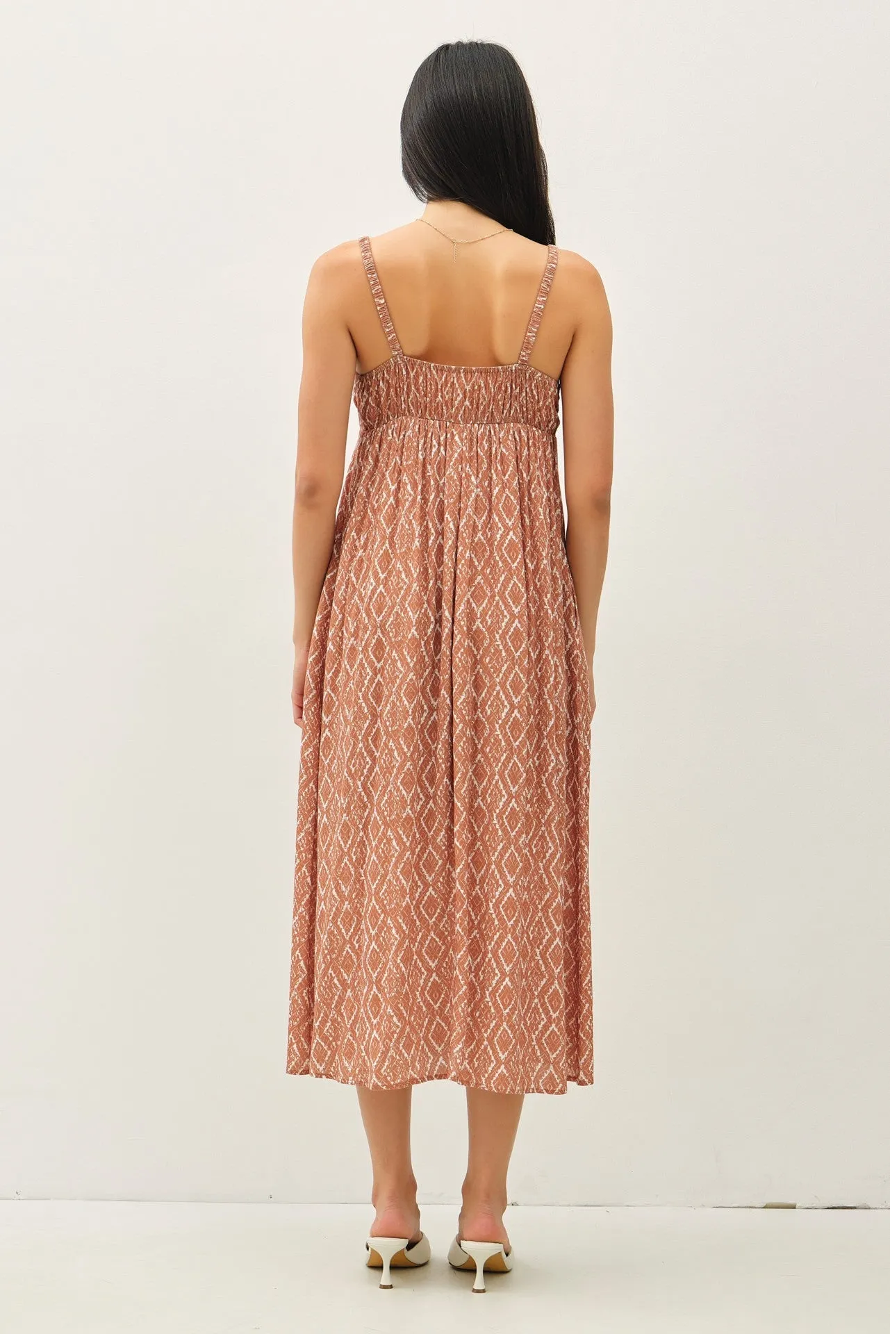 Rust Printed Sleeveless Midi Dress sold by Pinkblush product image thumbnail 3