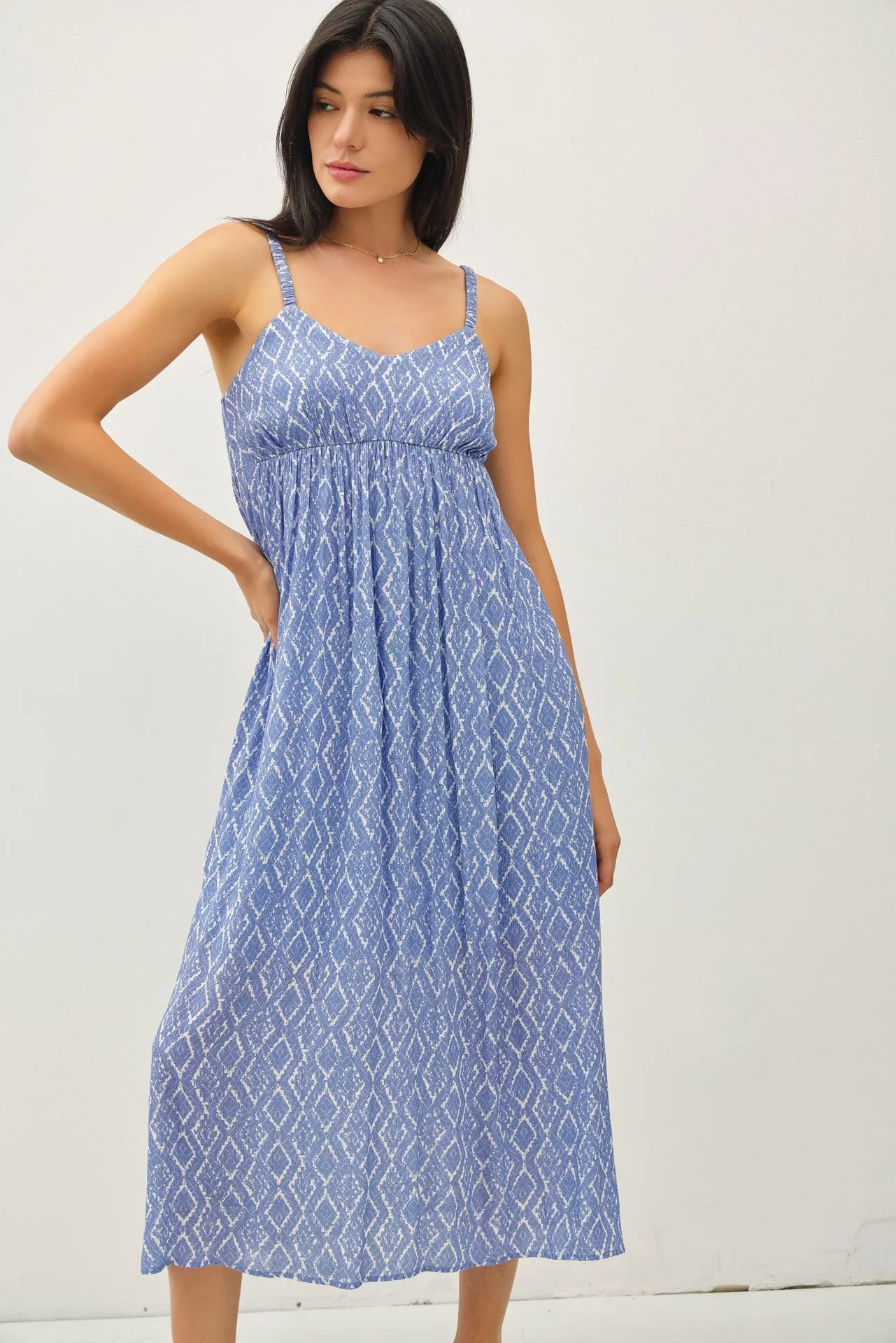 Blue Printed Sleeveless Midi Dress sold by Pinkblush product image thumbnail 4