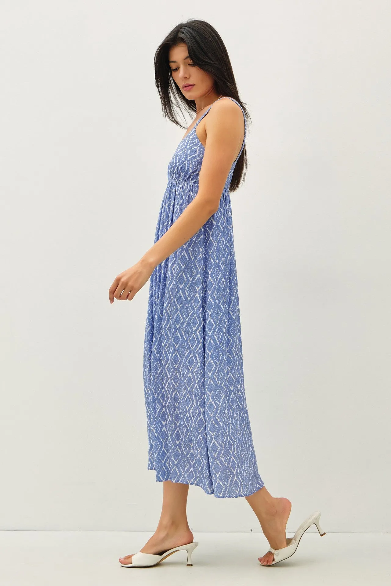 Blue Printed Sleeveless Midi Dress sold by Pinkblush product image thumbnail 2