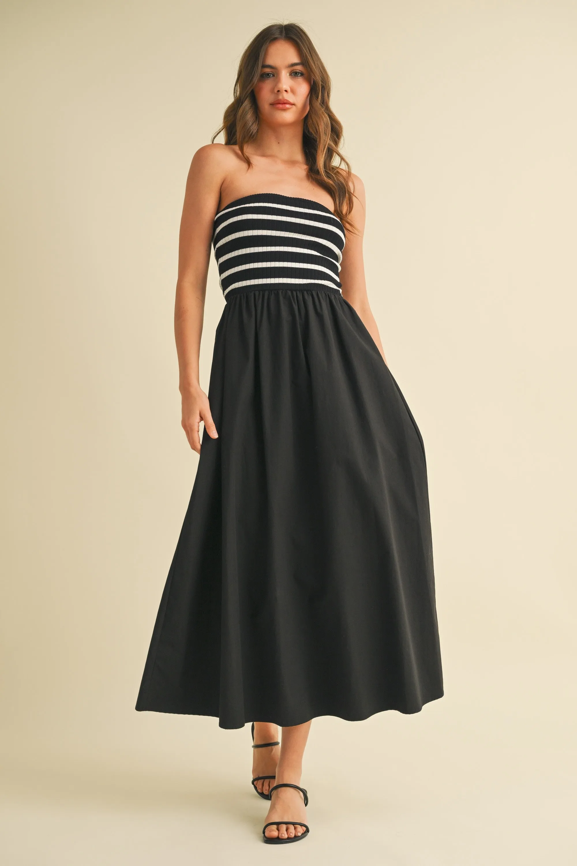 Black Striped Tube Knit Maxi Dress sold by Pinkblush product image thumbnail 2