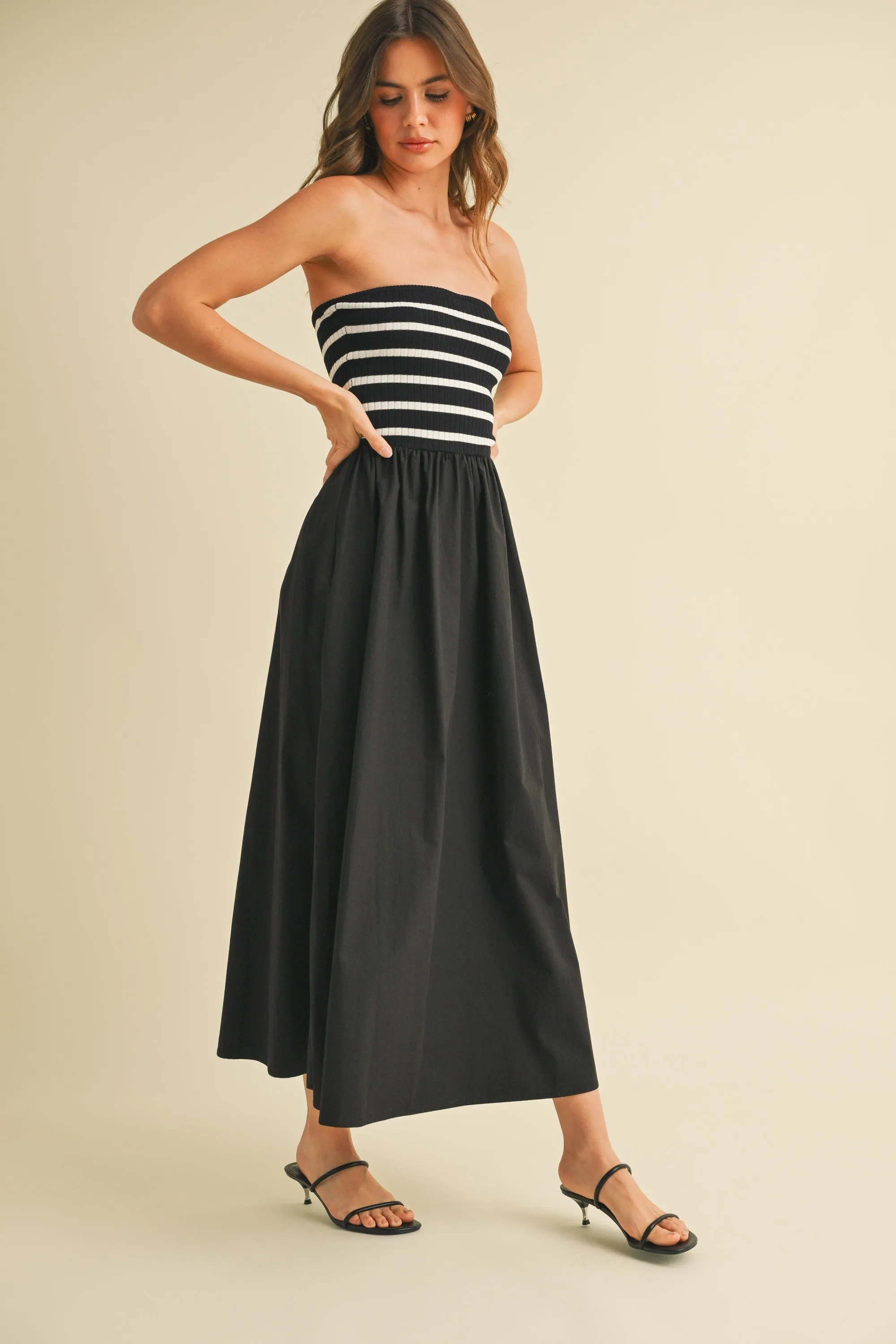 Black Striped Tube Knit Maxi Dress sold by Pinkblush product image thumbnail 3