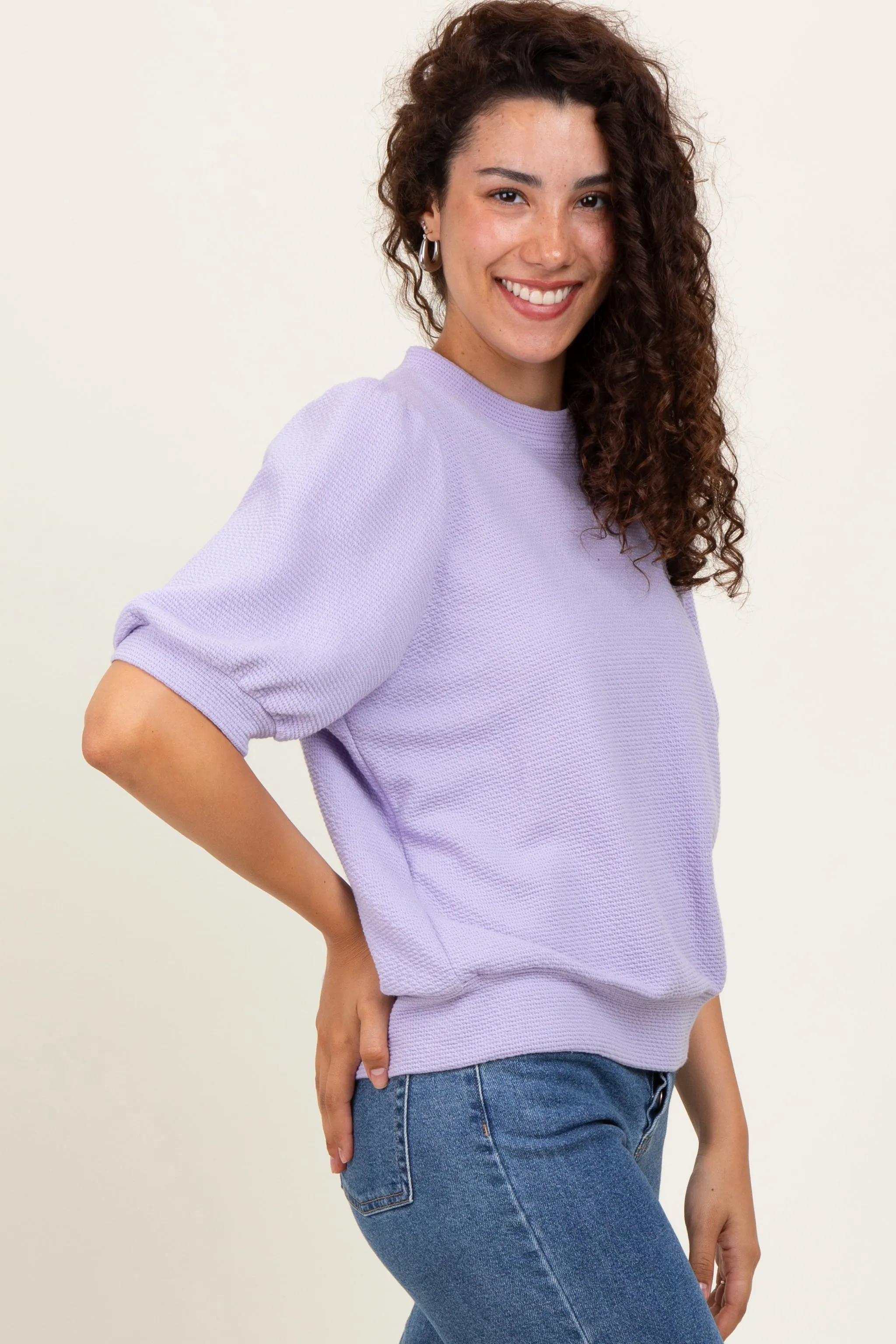 Lavender Knit Puff Sleeve Top sold by Pinkblush product image thumbnail 2