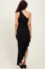 Black One Shoulder Asymmetrical Ruffle Dress sold by Pinkblush