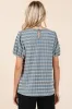 Blue Textured Knit Striped Puff Sleeve Top sold by Pinkblush
