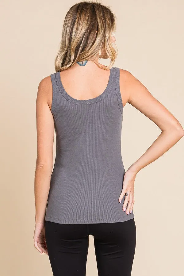 Charcoal Ribbed Basic Tank sold by Pinkblush product image thumbnail 2