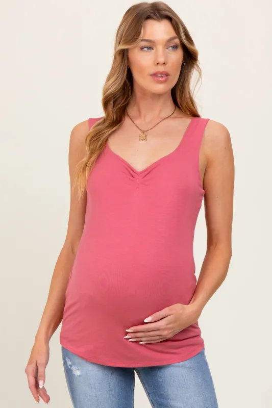 Mauve Sweetheart Sleeveless Maternity Top sold by Pinkblush