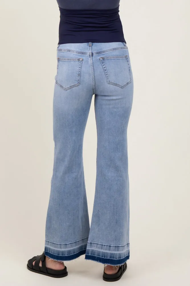 Light Blue Distressed Release Hem Flare Maternity Jeans sold by Pinkblush product image thumbnail 4