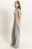 Heather Grey Cropped Short Sleeve Wide Leg Pants Set sold by Pinkblush