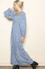 Blue Floral Long Sleeve Wide Leg Jumpsuit sold by Pinkblush