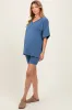 Blue Oversized V-Neck Biker Short Maternity Set sold by Pinkblush