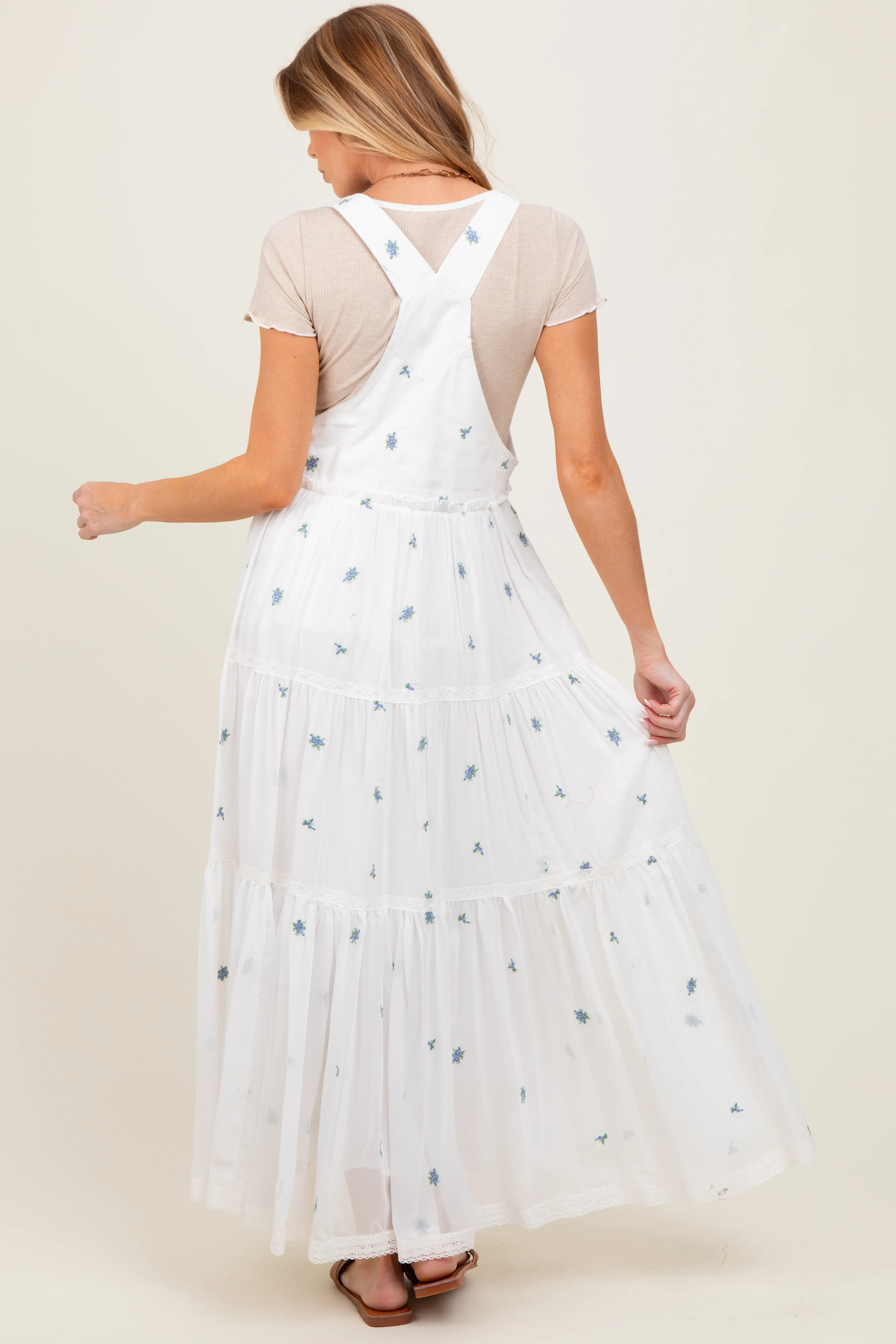 White Embroidered Floral Maternity Skirtall sold by Pinkblush product image thumbnail 4