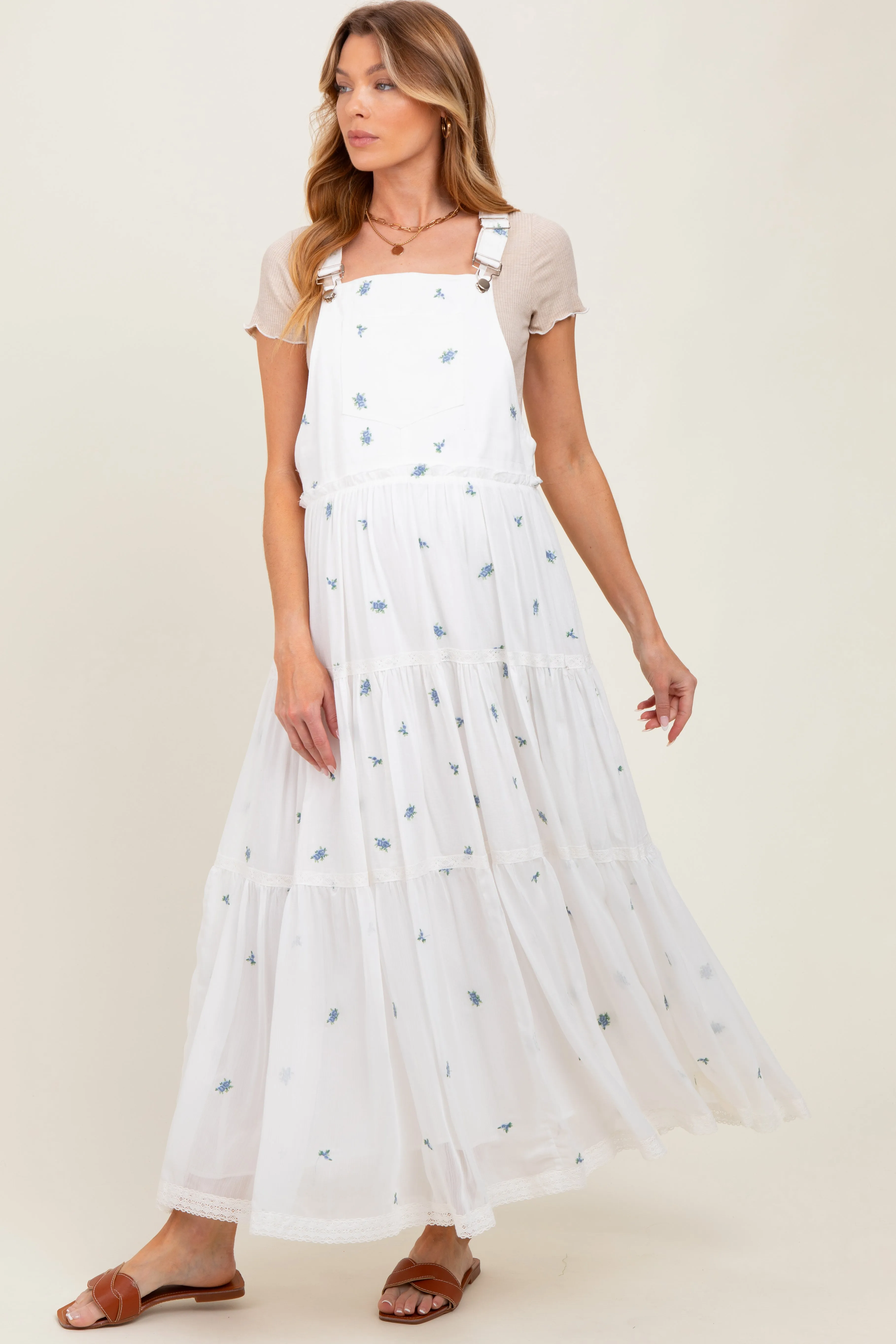 White Embroidered Floral Maternity Skirtall sold by Pinkblush product image thumbnail 2