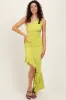 Lime One Shoulder Asymmetrical Ruffle Maternity Dress sold by Pinkblush