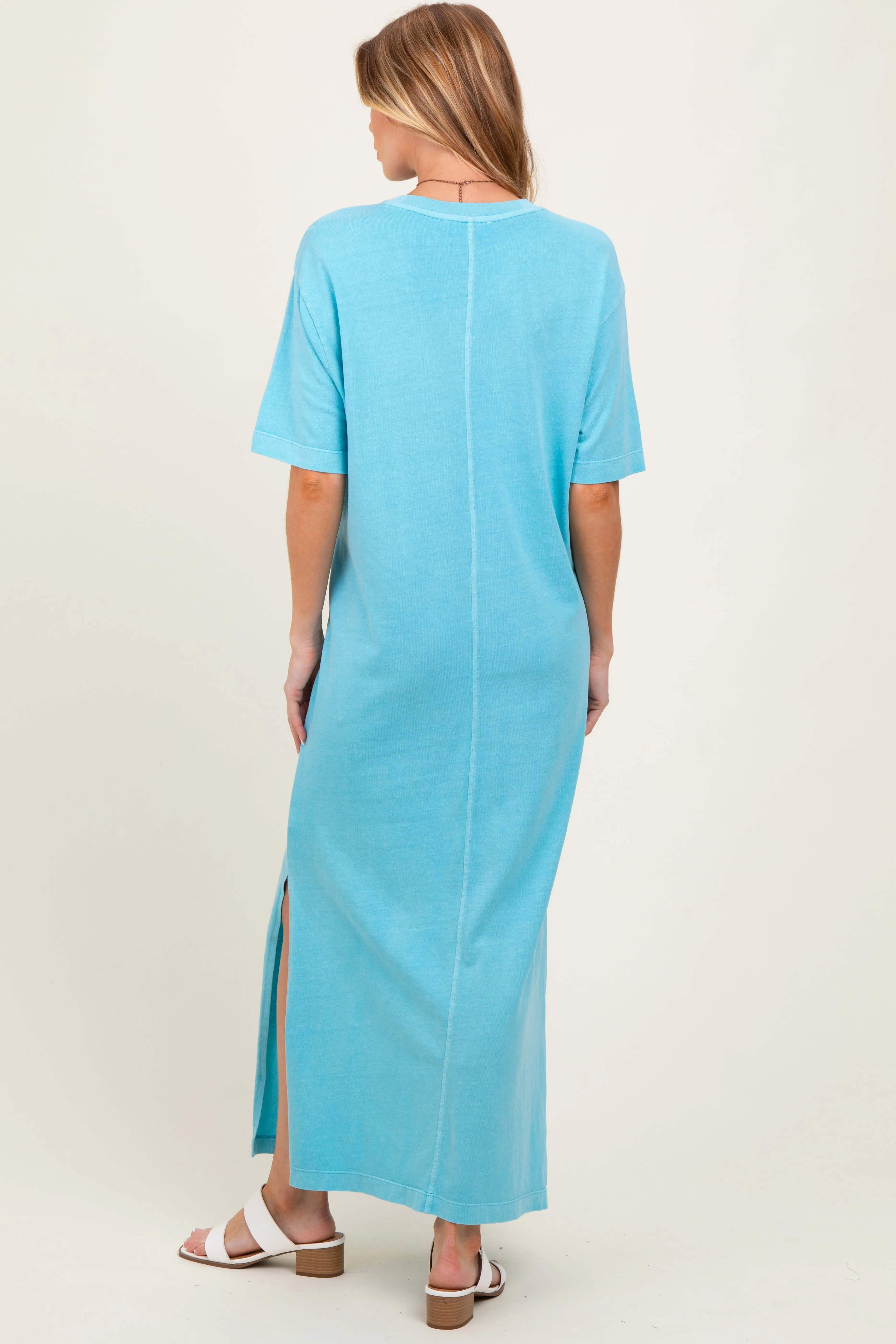 Aqua Short Sleeve Knit T-Shirt Maternity Maxi Dress sold by Pinkblush product image thumbnail 4