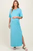 Aqua Short Sleeve Knit T-Shirt Maternity Maxi Dress sold by Pinkblush
