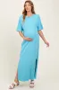 Aqua Short Sleeve Knit T-Shirt Maternity Maxi Dress sold by Pinkblush