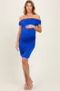Royal Blue Off Shoulder Ruched Maternity Mini Dress sold by Pinkblush