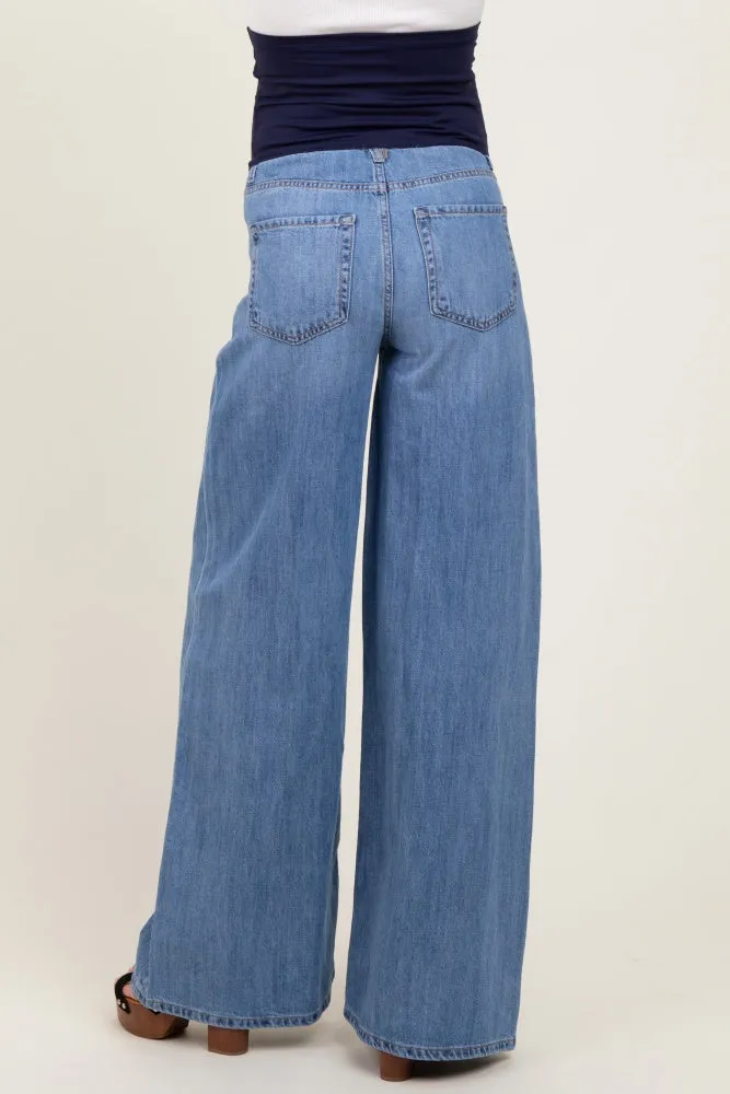Blue Super Baggy Wide Leg Maternity Jeans sold by Pinkblush product image thumbnail 3