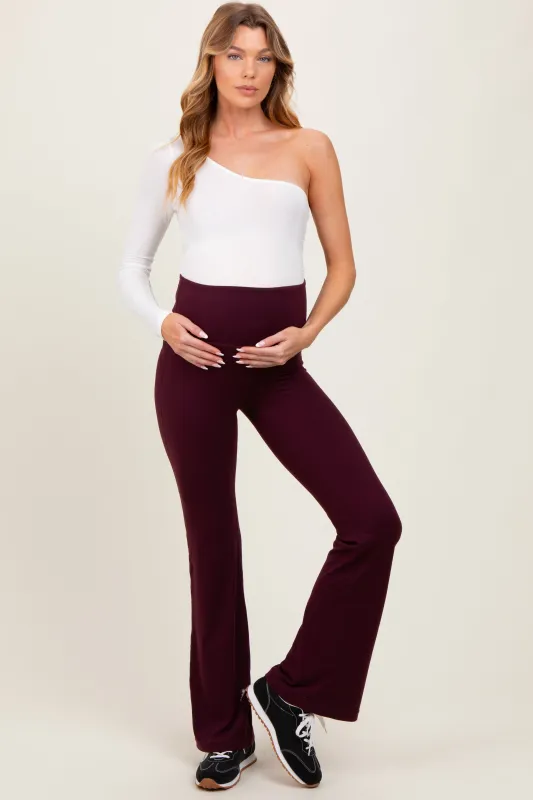 Burgundy Maternity Flared Leggings sold by Pinkblush