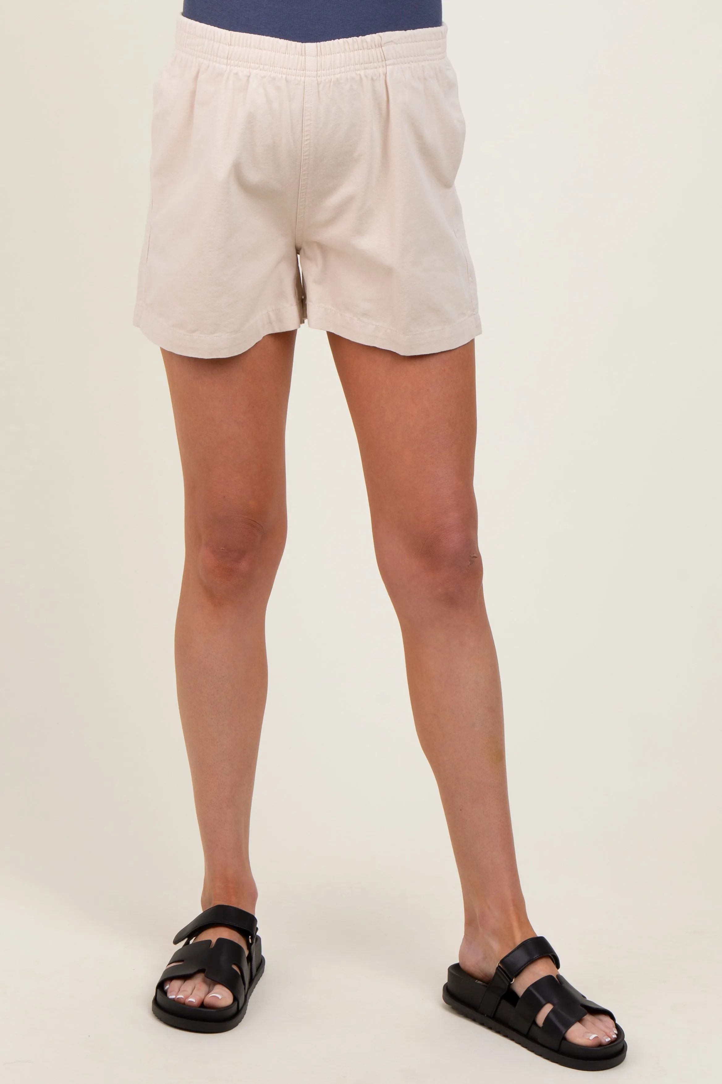 Beige Woven Cotton Maternity Shorts sold by Pinkblush product image thumbnail 3