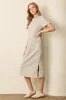 Heather Grey Striped Short Sleeve T-Shirt Midi Dress sold by Pinkblush