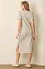 Heather Grey Striped Short Sleeve T-Shirt Midi Dress sold by Pinkblush