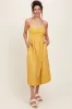 Yellow Lace Strapless Lace Up Back Maternity Midi Dress sold by Pinkblush