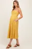 Yellow Lace Strapless Lace Up Back Maternity Midi Dress sold by Pinkblush