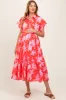 Red Floral Button Down Maternity Shirt Dress sold by Pinkblush