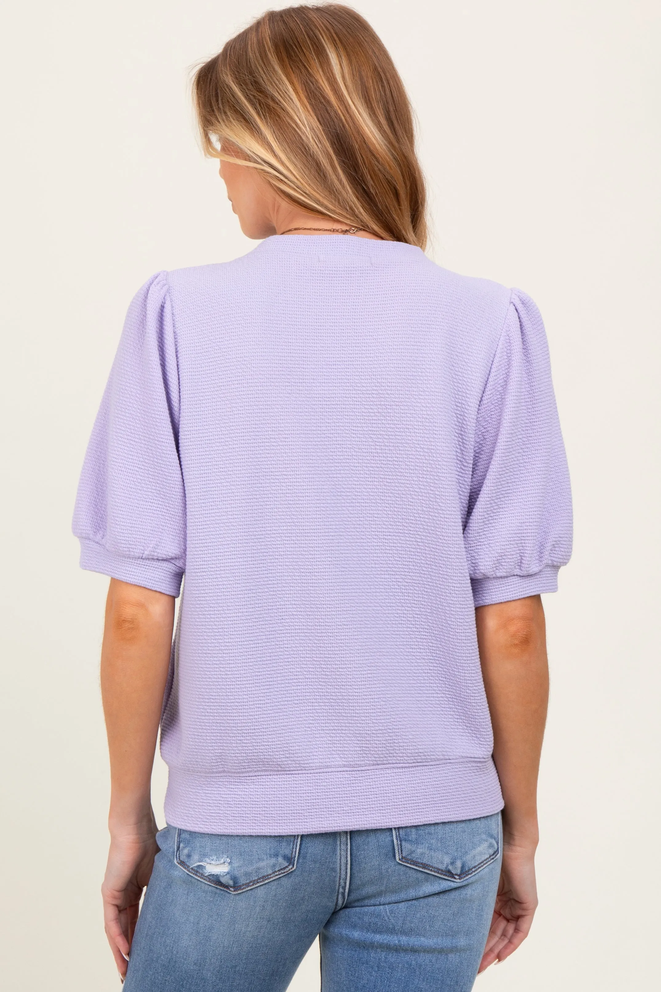 Lavender Knit Maternity Puff Sleeve Top sold by Pinkblush product image thumbnail 4