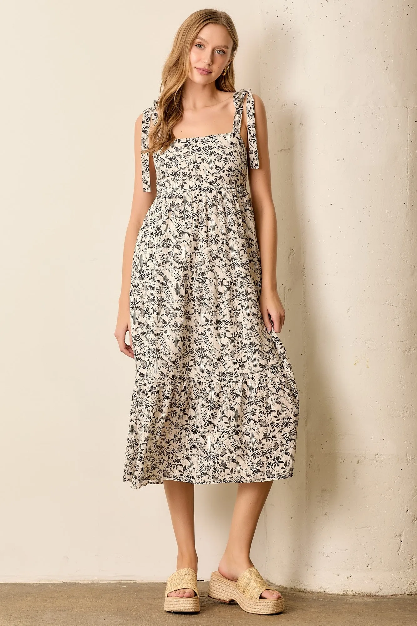 Black Multi Floral Tie Strap Maxi Dress sold by Pinkblush