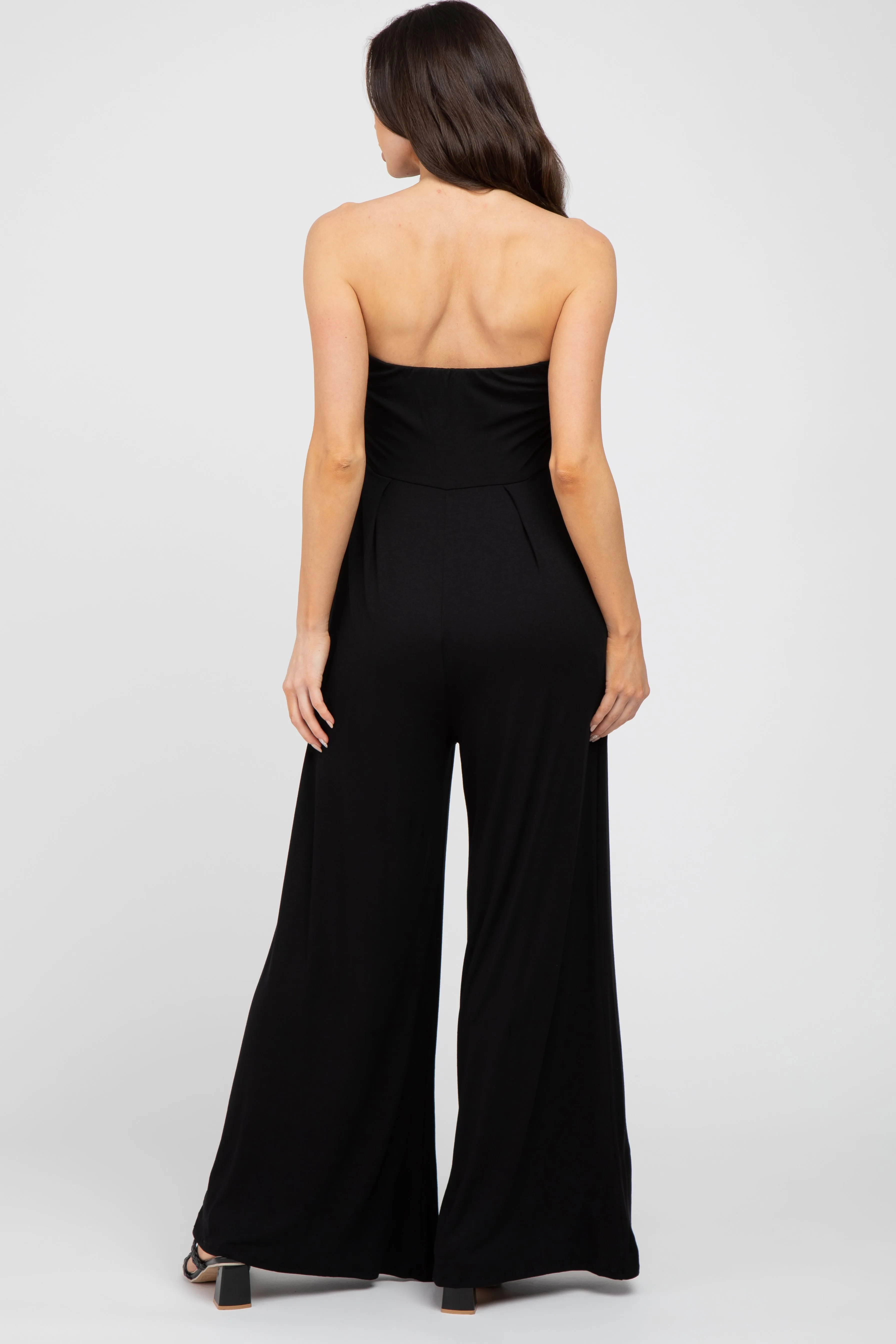 Black Strapless Wide Leg Maternity Jumpsuit sold by Pinkblush product image thumbnail 3