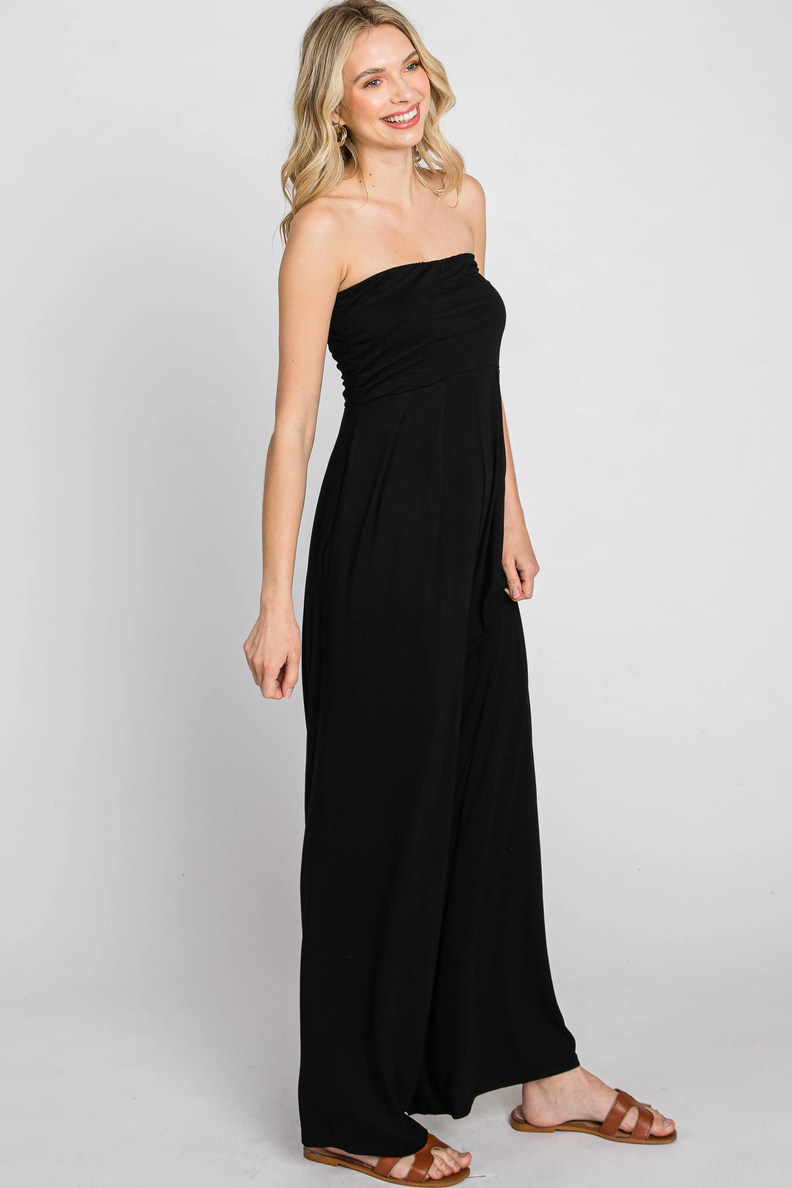 Black Strapless Wide Leg Jumpsuit sold by Pinkblush product image thumbnail 5
