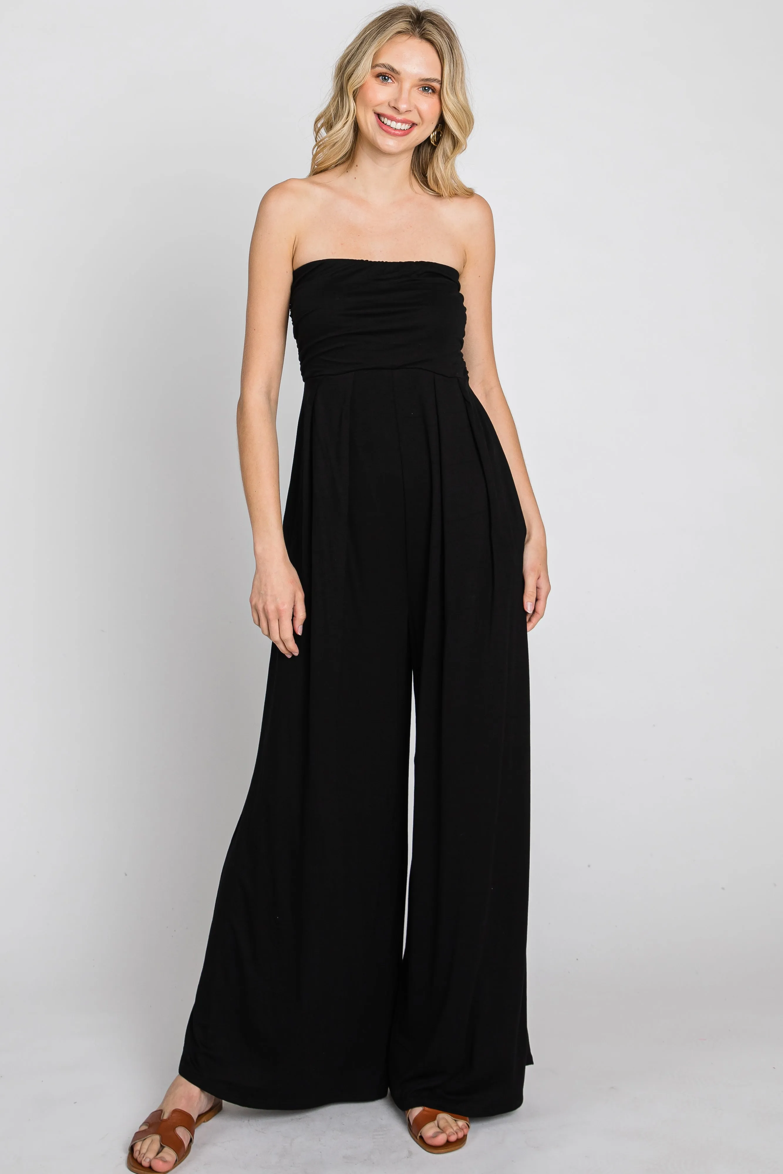 Black Strapless Wide Leg Jumpsuit sold by Pinkblush product image thumbnail 2