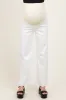 Ivory Raw Hem Wide Leg Maternity Jeans sold by Pinkblush