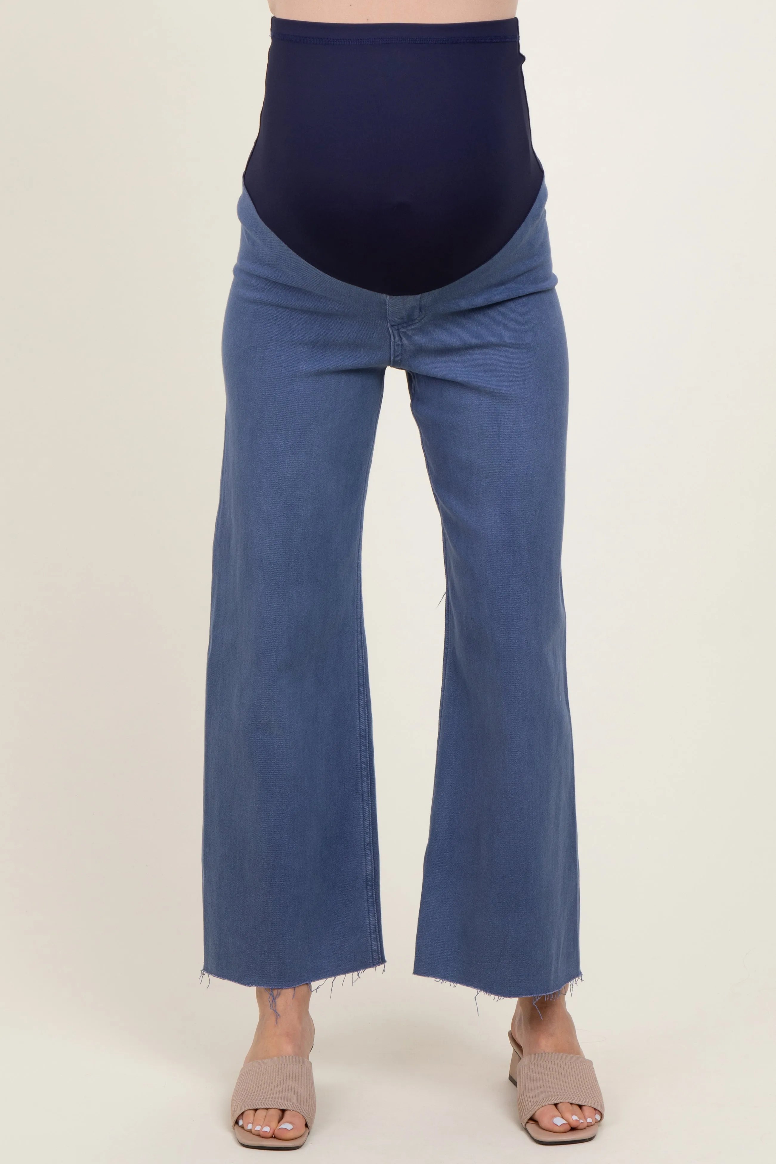 Blue Raw Hem Wide Leg Maternity Jeans sold by Pinkblush product image thumbnail 2
