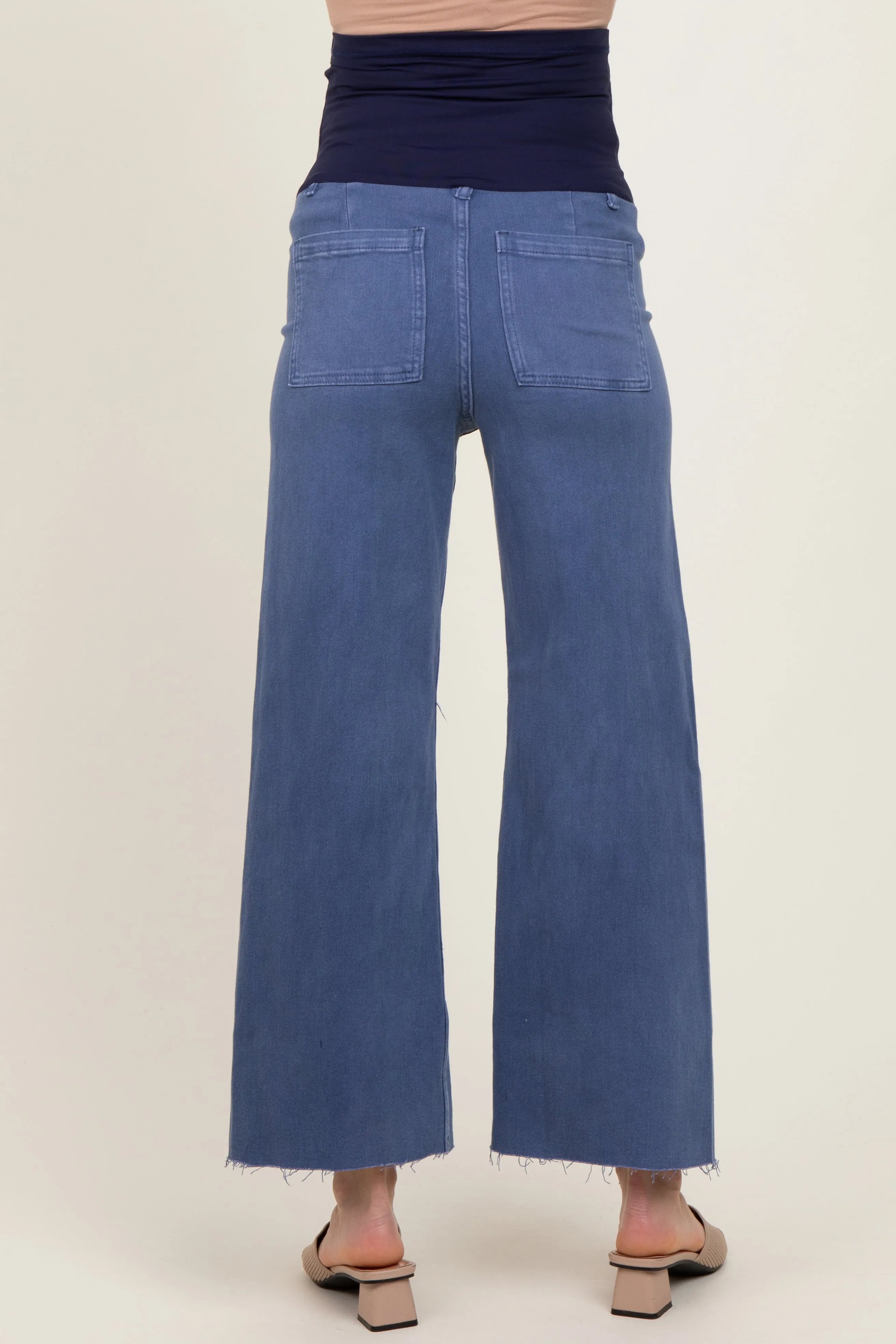 Blue Raw Hem Wide Leg Maternity Jeans sold by Pinkblush product image thumbnail 4