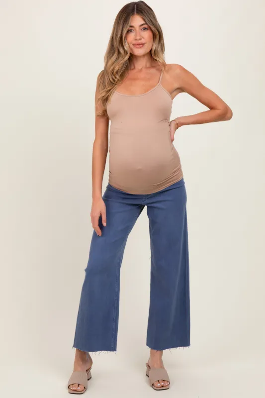 Blue Raw Hem Wide Leg Maternity Jeans sold by Pinkblush