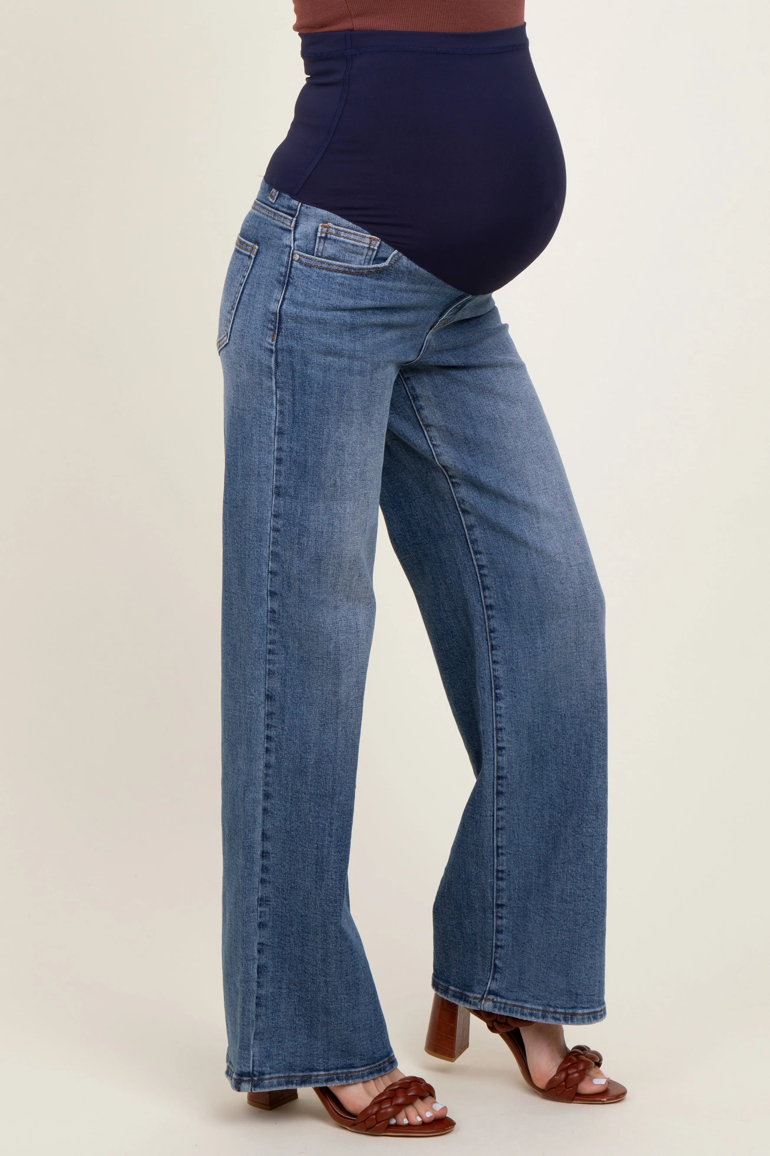 Medium Classic Wash Wide Leg Maternity Jeans sold by Pinkblush product image thumbnail 4