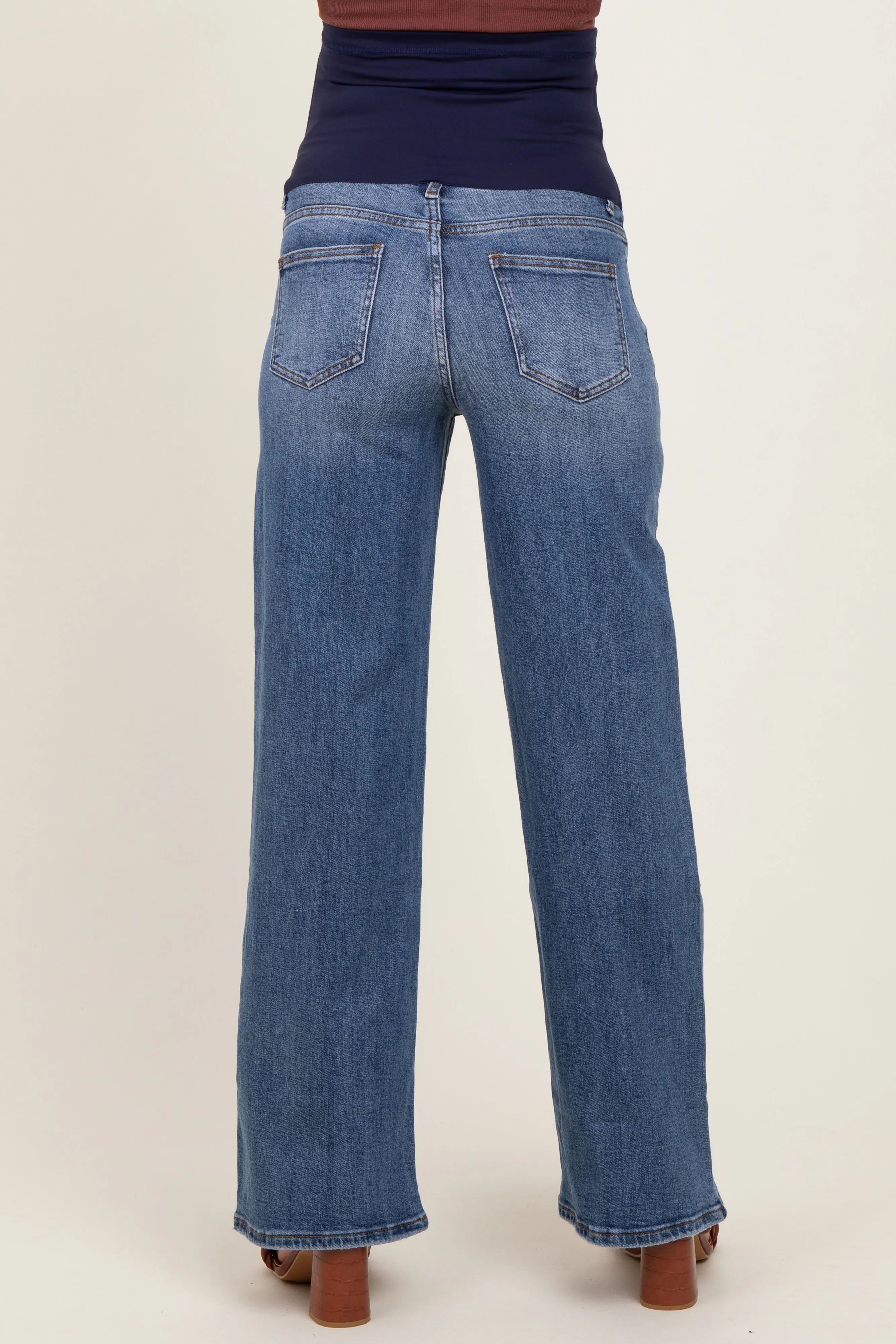 Medium Classic Wash Wide Leg Maternity Jeans sold by Pinkblush product image thumbnail 5